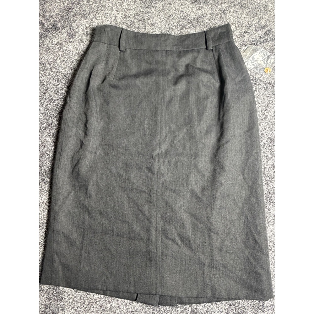 Mondi Vintage Gray Wool Blend Pencil Skirt High Waist Gold Buttons Size 40